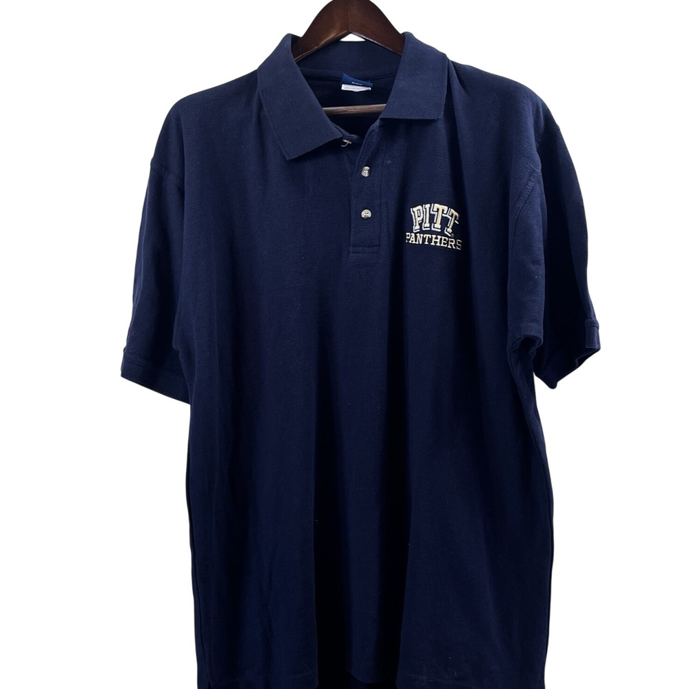 Pitt Panthers Polo Shirt Mens XL Navy Embroidered NCAA Golf Pique Cotton Casual